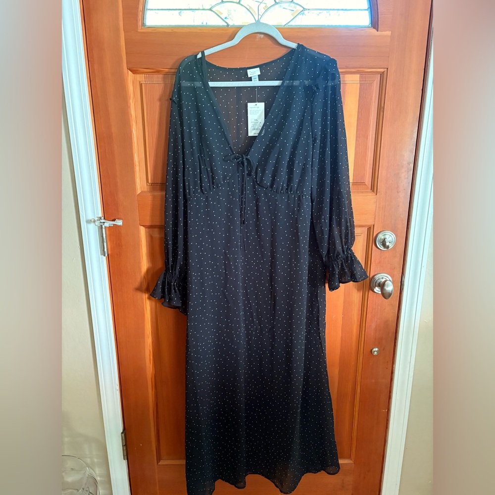 Elegant Black Polka Dot Dress Sheer
